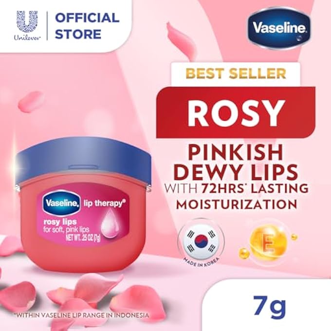 Vaseline LIP CARE ROSY LIPS, TINTED LIP BALM MINI JAR FOR SOFT PINK LIPS, UP TO 72-HR LASTING MOISTURIZATION, 7G - Image 2